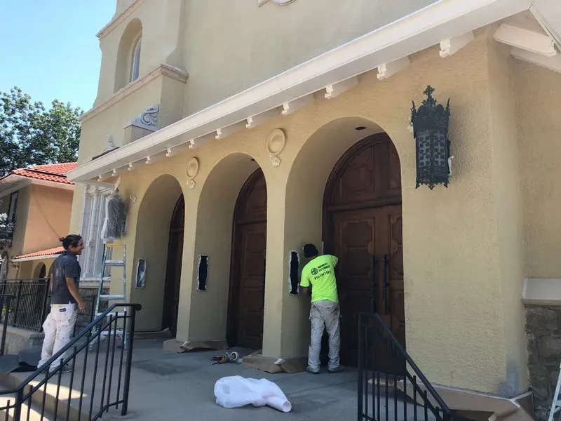 Visitation Church exterior work detail